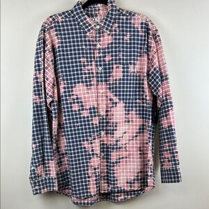 American Eagle Acid Wash Button Down Plaid Shirt